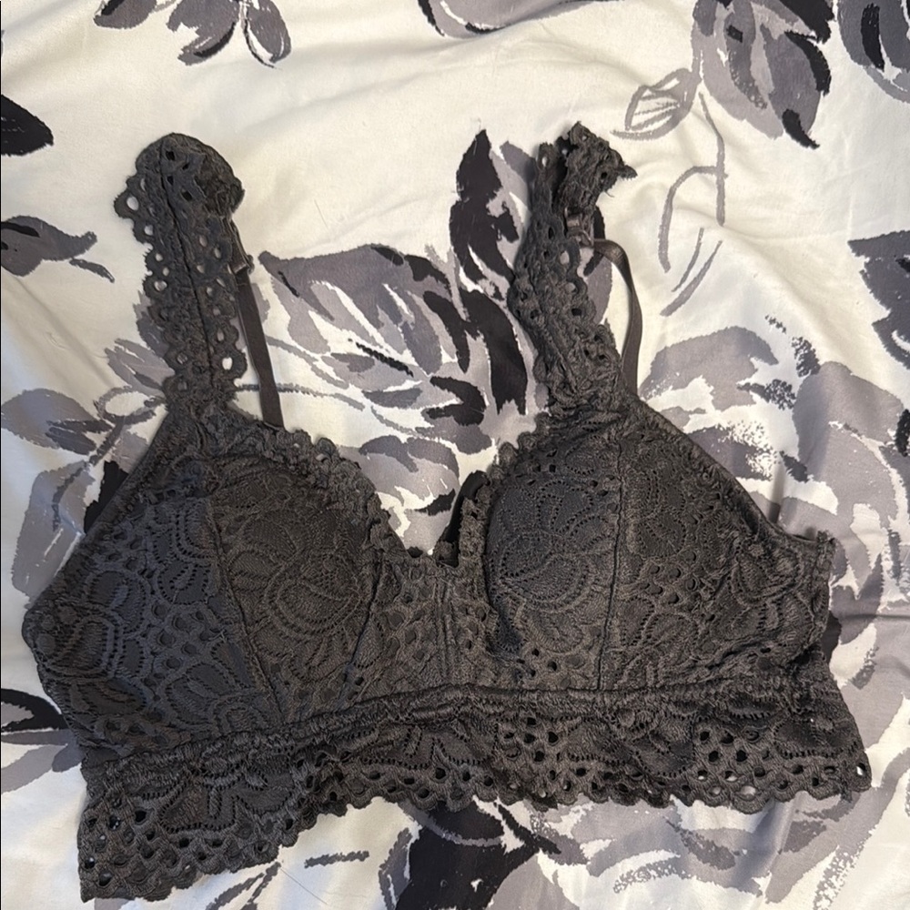 Lace Bralette in Charcoal Gray